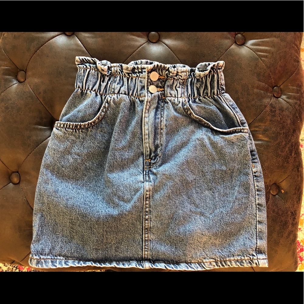 Bershka paper bag waist jean skirt
